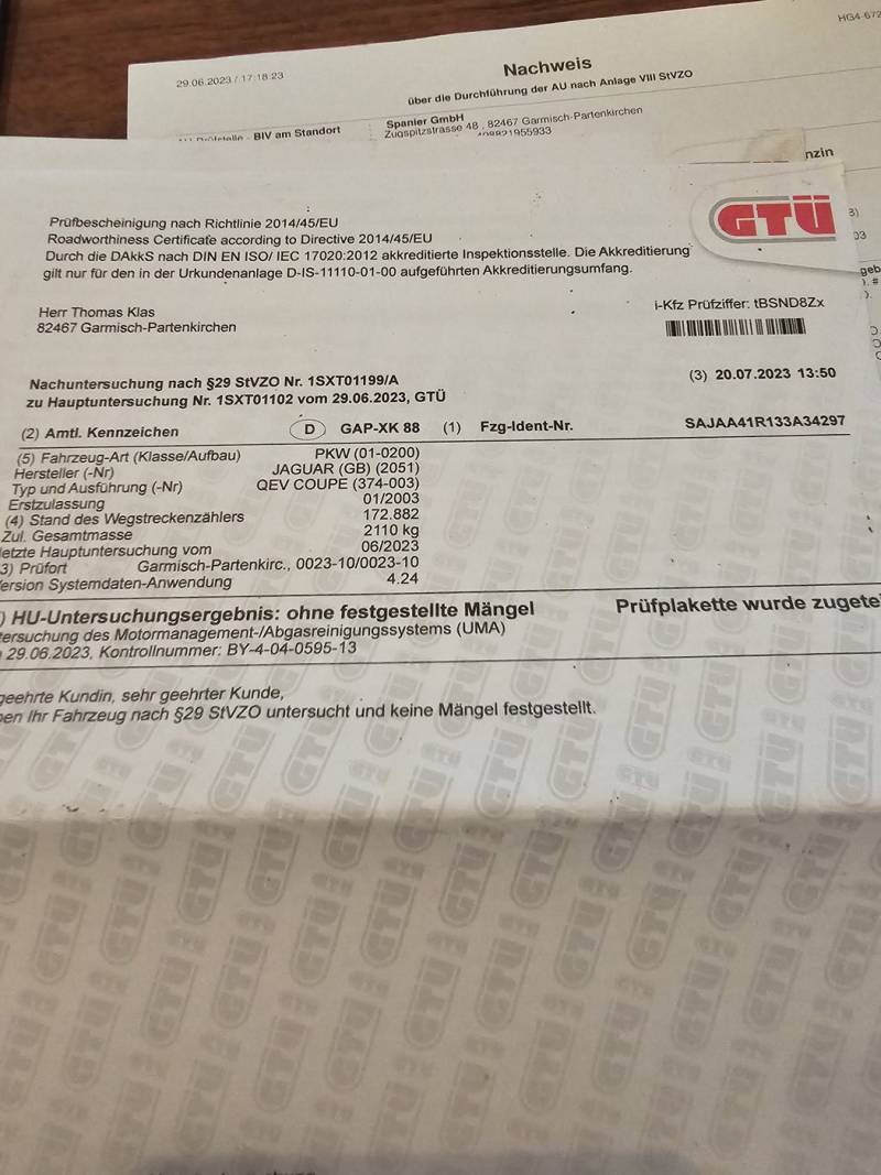 Gutachten Paglia Ersatzteilliste